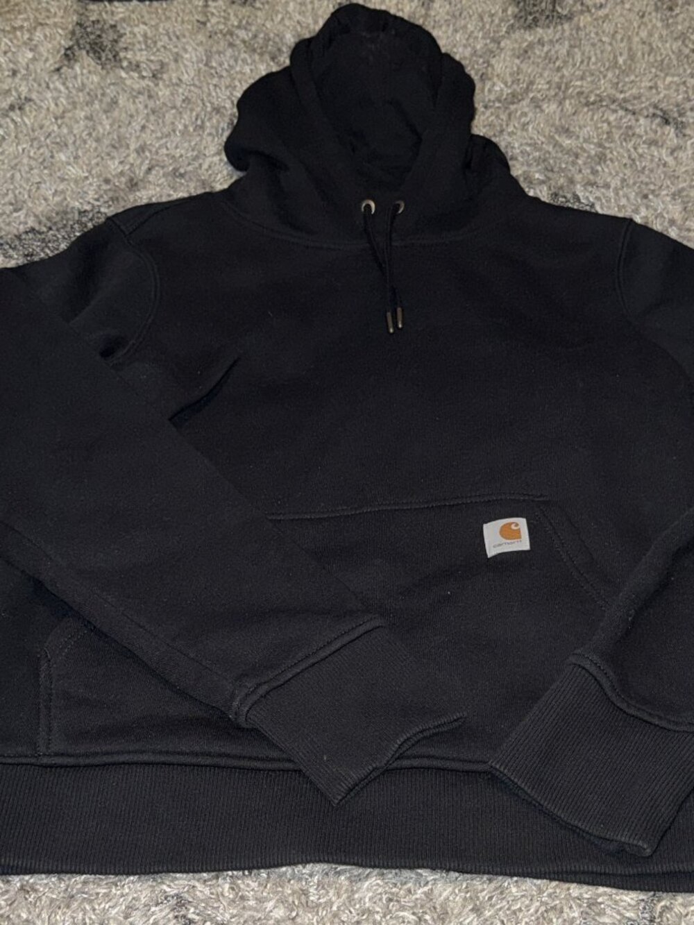 Women's Black Carhartt Relaxed Fit Hooded Sweatshirt with Secret Pocket